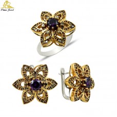 Gümüş Otantik Taşlı Set